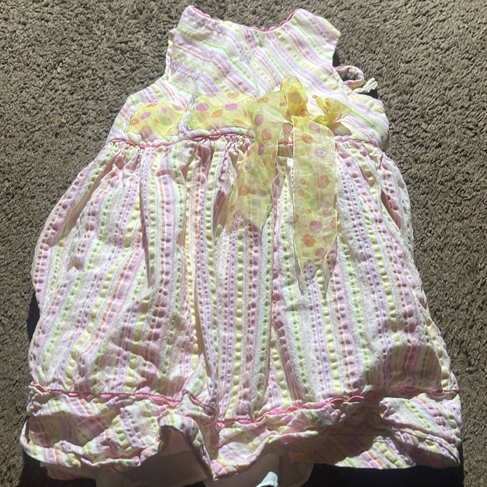 Girls pink yellow stripe dress. Size 4T